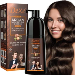 1PCS Dexe Dark Brown Argan Speedy Hair Color Shampoo-420ml 1450TK